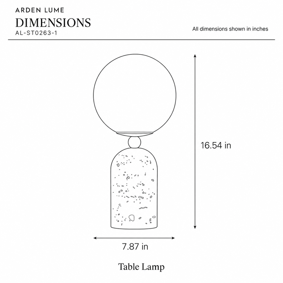 ARDEN LUME AL-ST0263-1 dimension diagram in inches
