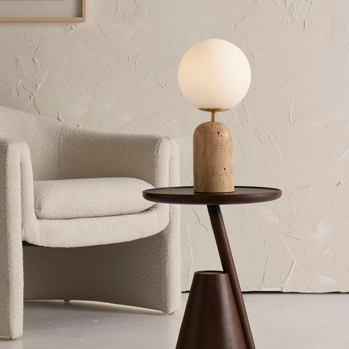 Aseneth Travertine Globe Table Lamp — AL-ST0263 — product view 1