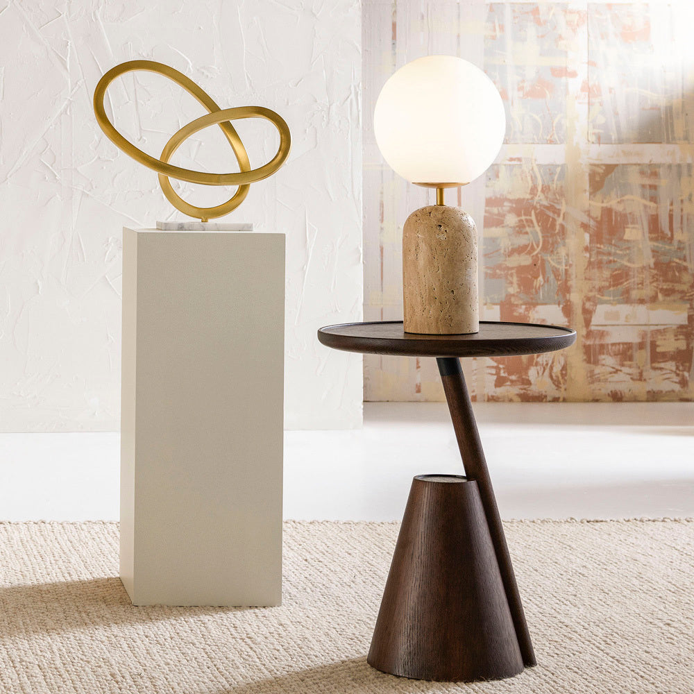 Aseneth Travertine Globe Table Lamp — AL-ST0263 — product view 2