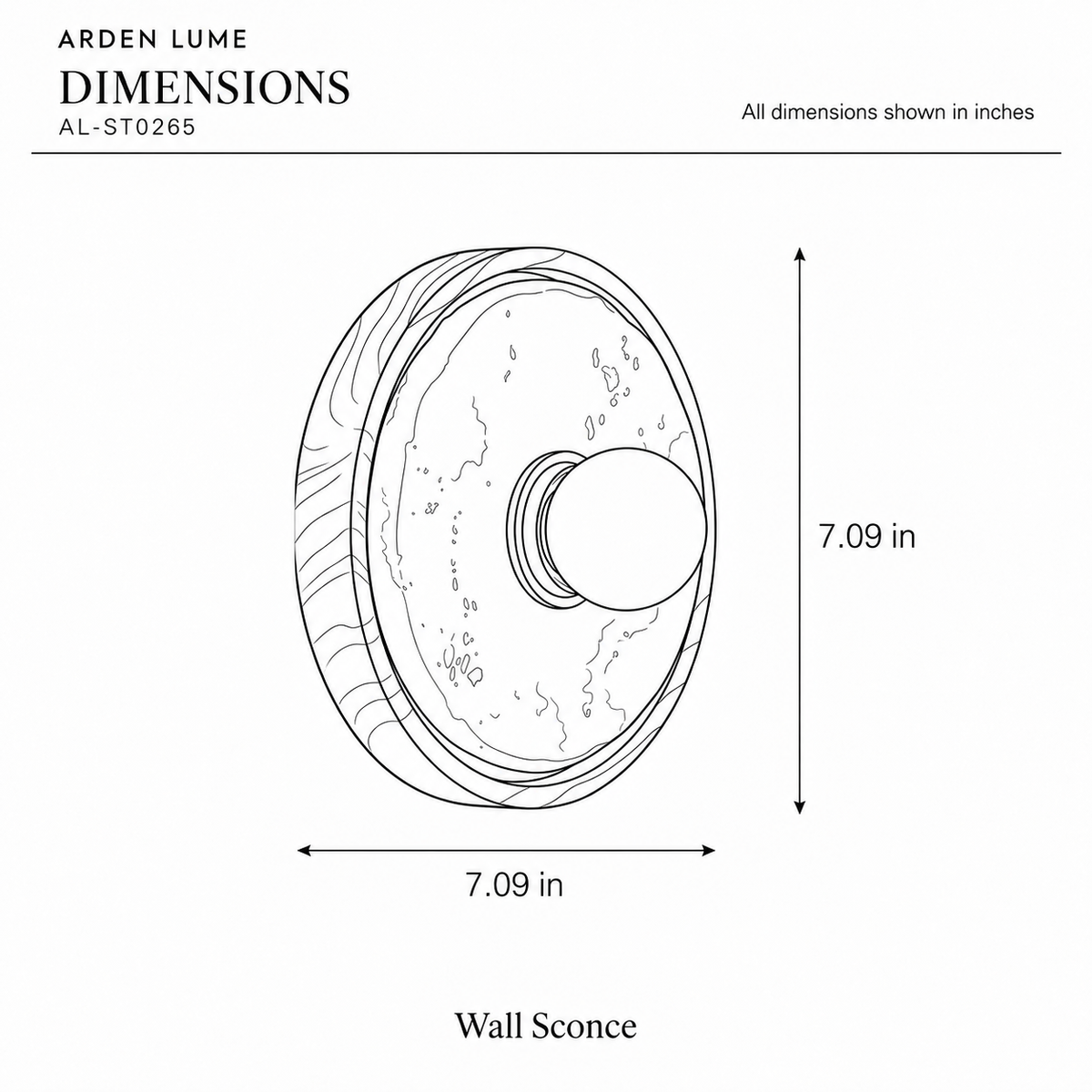 ARDEN LUME AL-ST0265 dimension diagram in inches