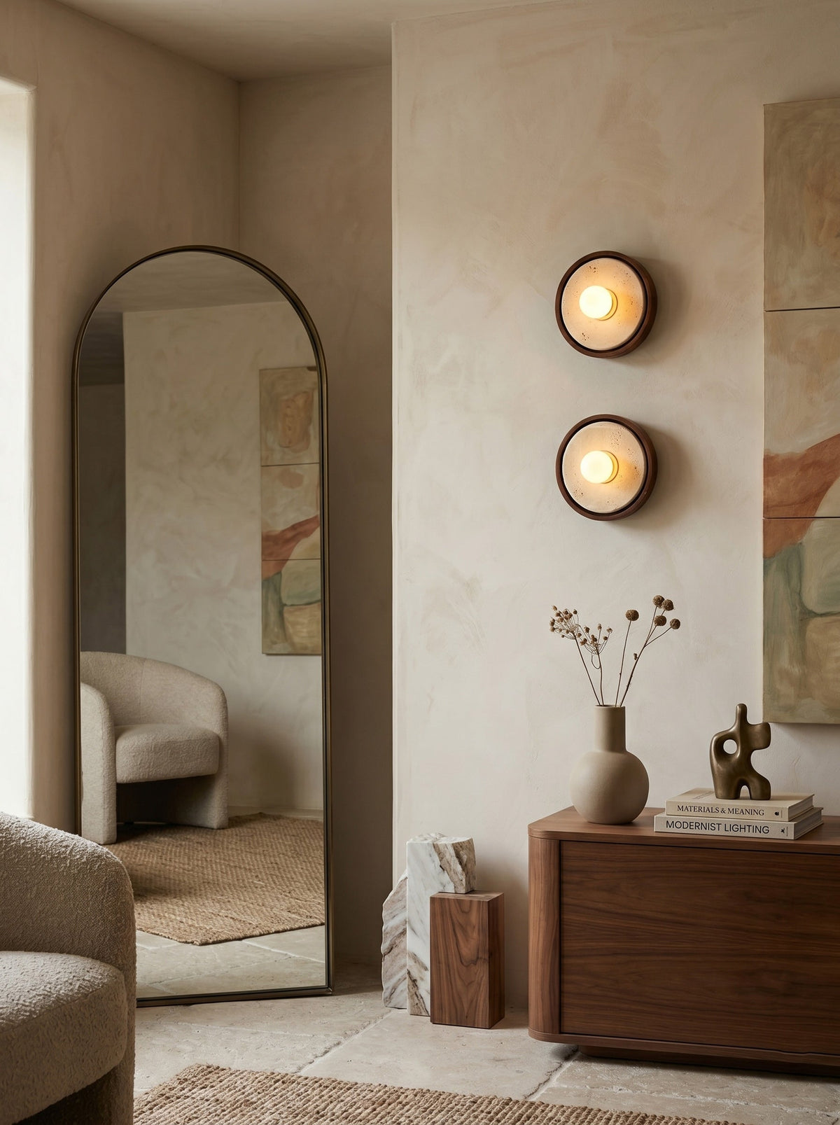 Dario Japandi Travertine Wall Sconce — AL-ST0265 — product view 1