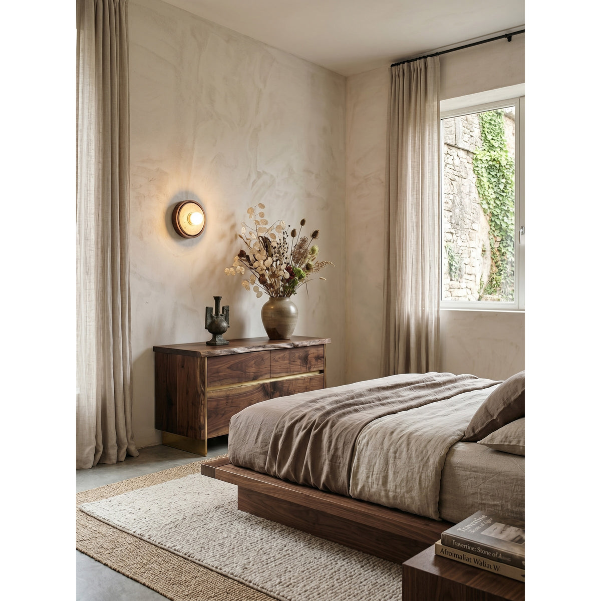 Dario Japandi Travertine Wall Sconce — AL-ST0265 — product view 2