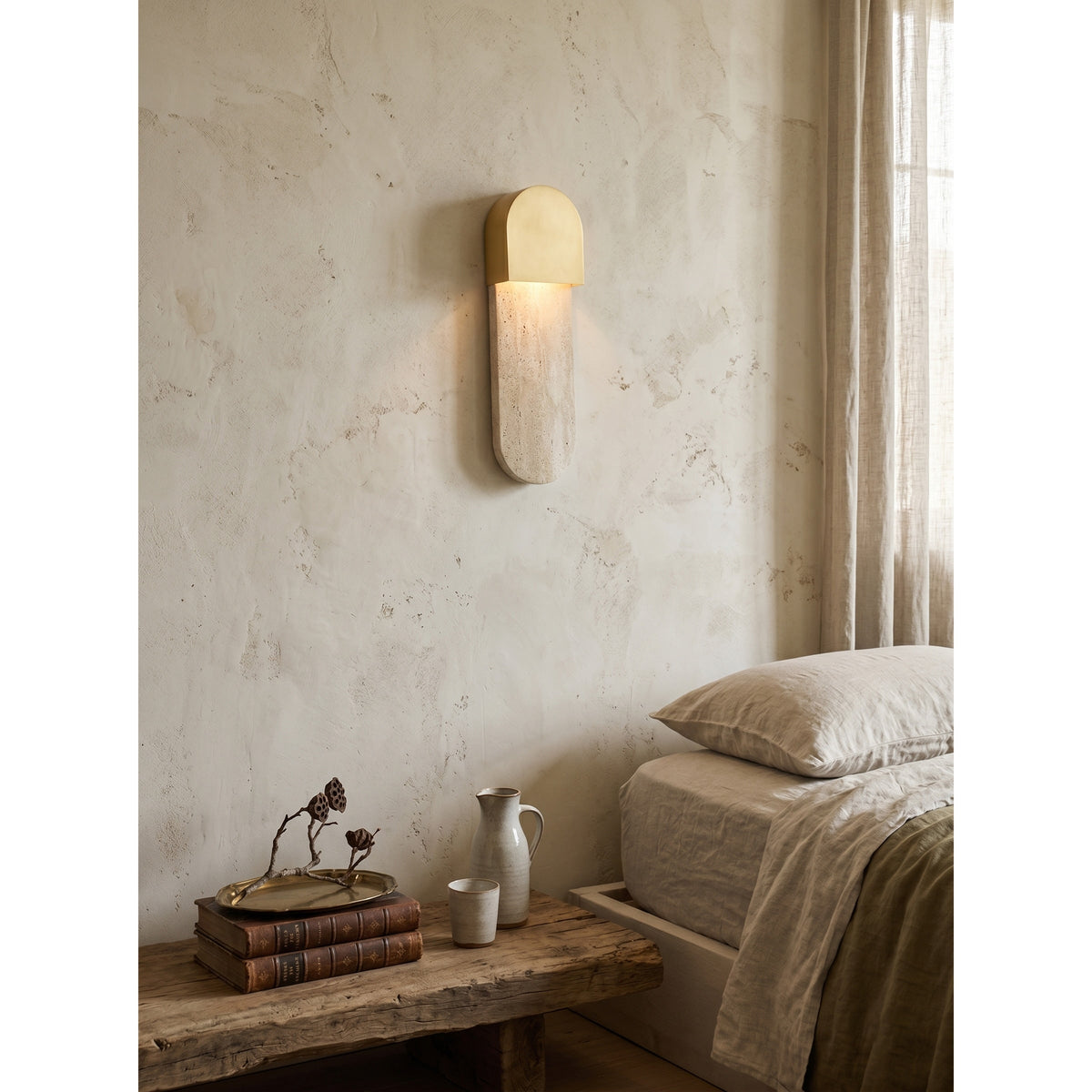 Hudson Travertine Wall Sconce — AL-ST0268 — product view 1