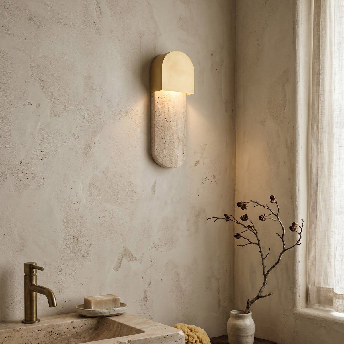 Hudson Travertine Wall Sconce — AL-ST0268 — product view 2