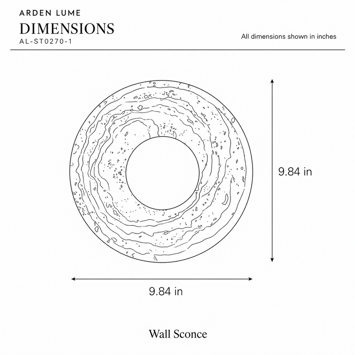 ARDEN LUME AL-ST0270-1 dimension diagram in inches