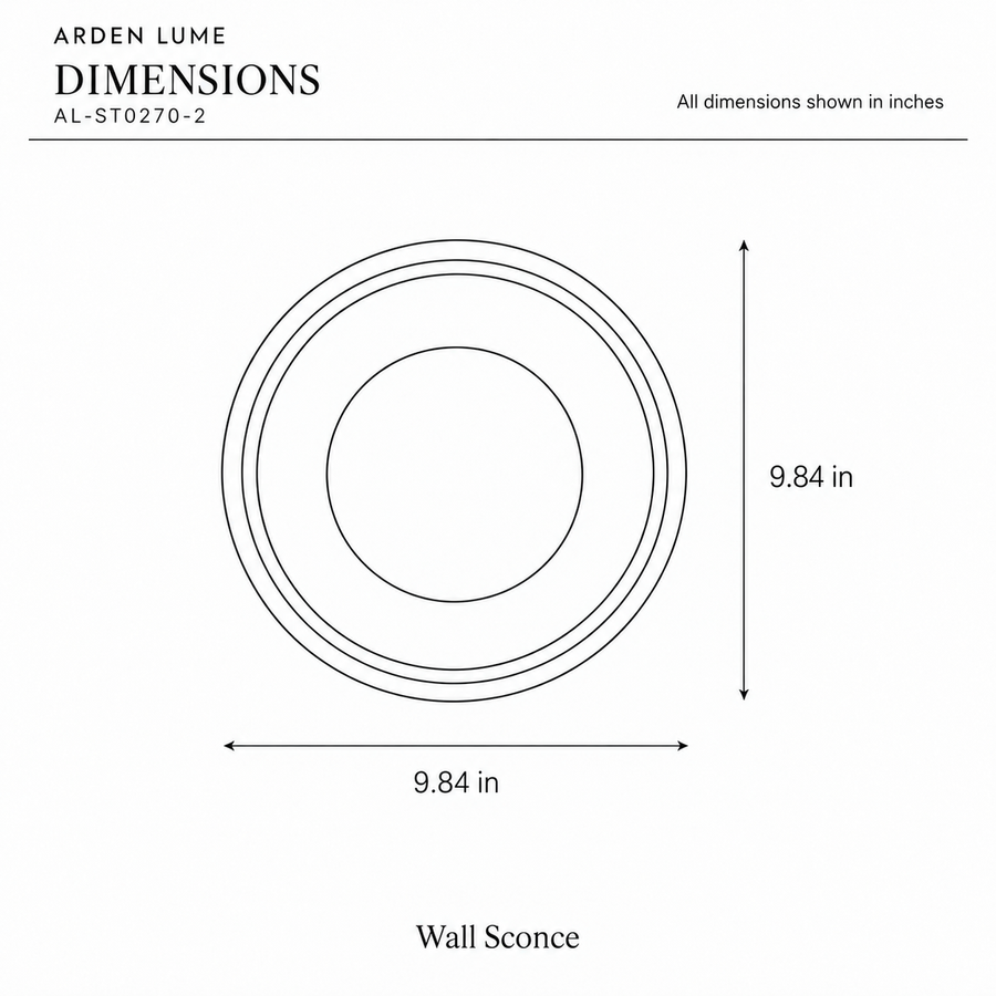 ARDEN LUME AL-ST0270-2 dimension diagram in inches