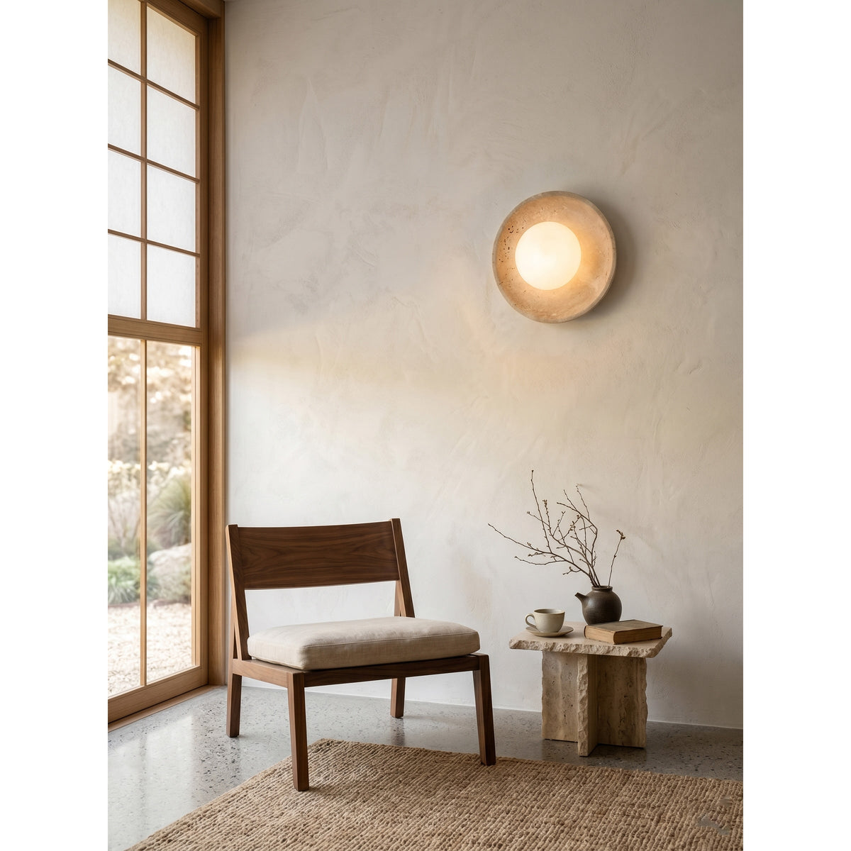 Eretoq Travertine Globe Wall Sconce — AL-ST0270 — product view 1