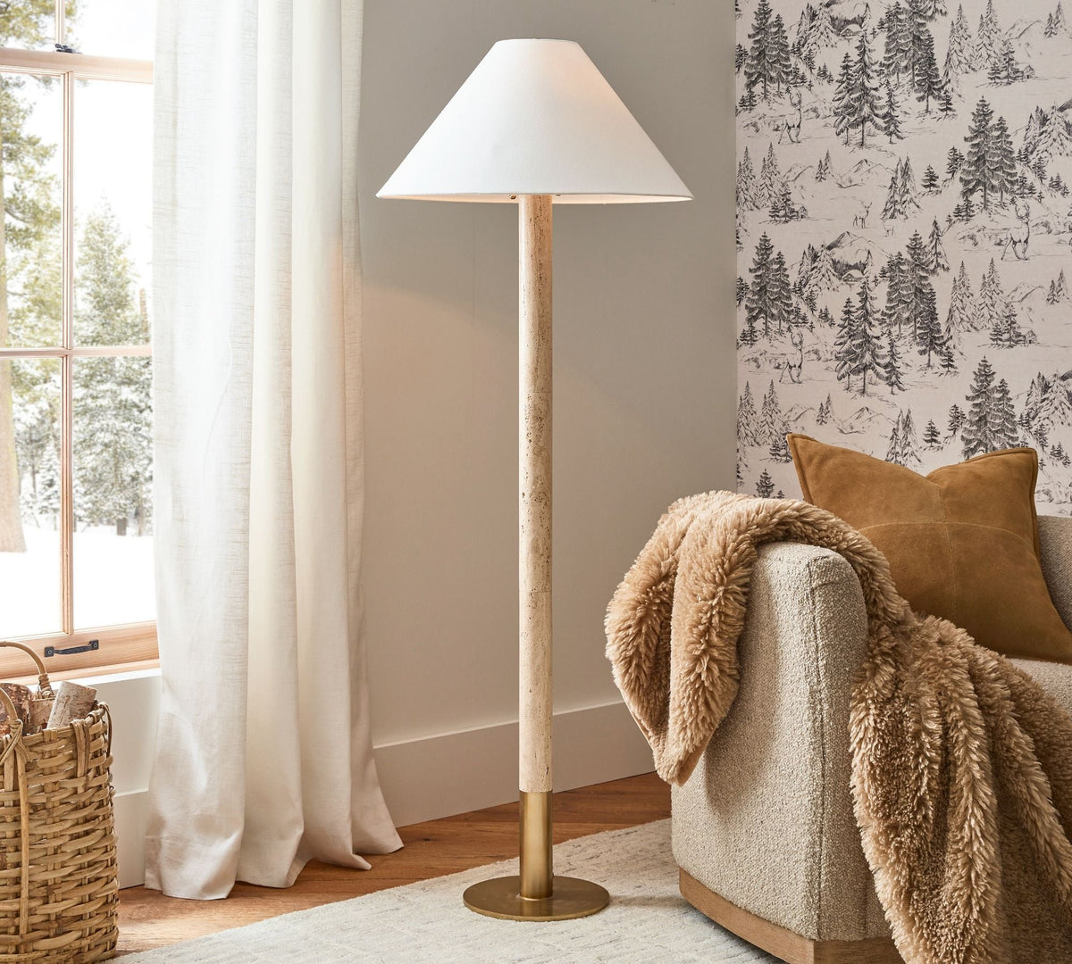 Sterling Japandi Travertine Floor Lamp — AL-ST0272 — product view 2