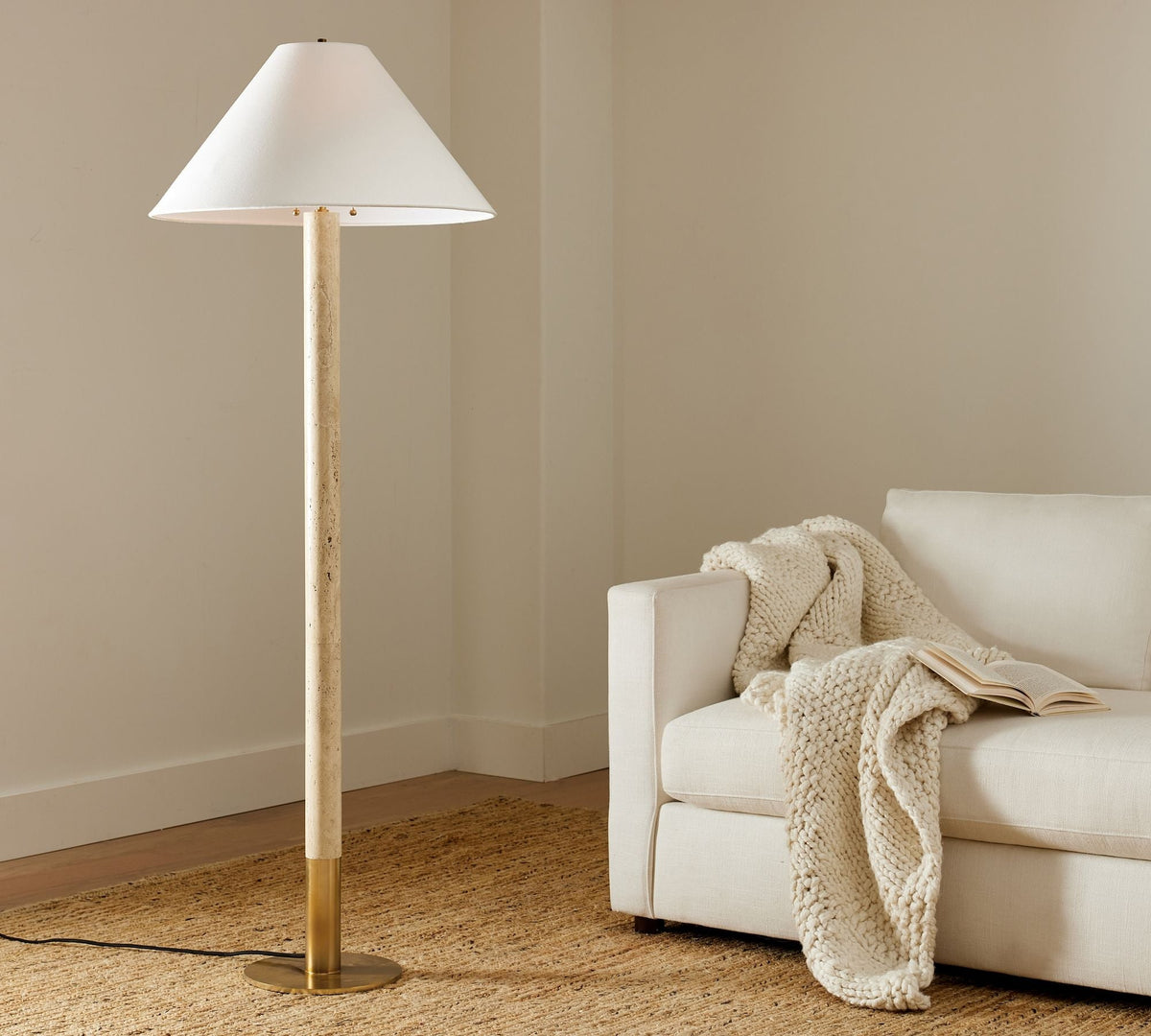 Sterling Japandi Travertine Floor Lamp — AL-ST0272 — product view 3
