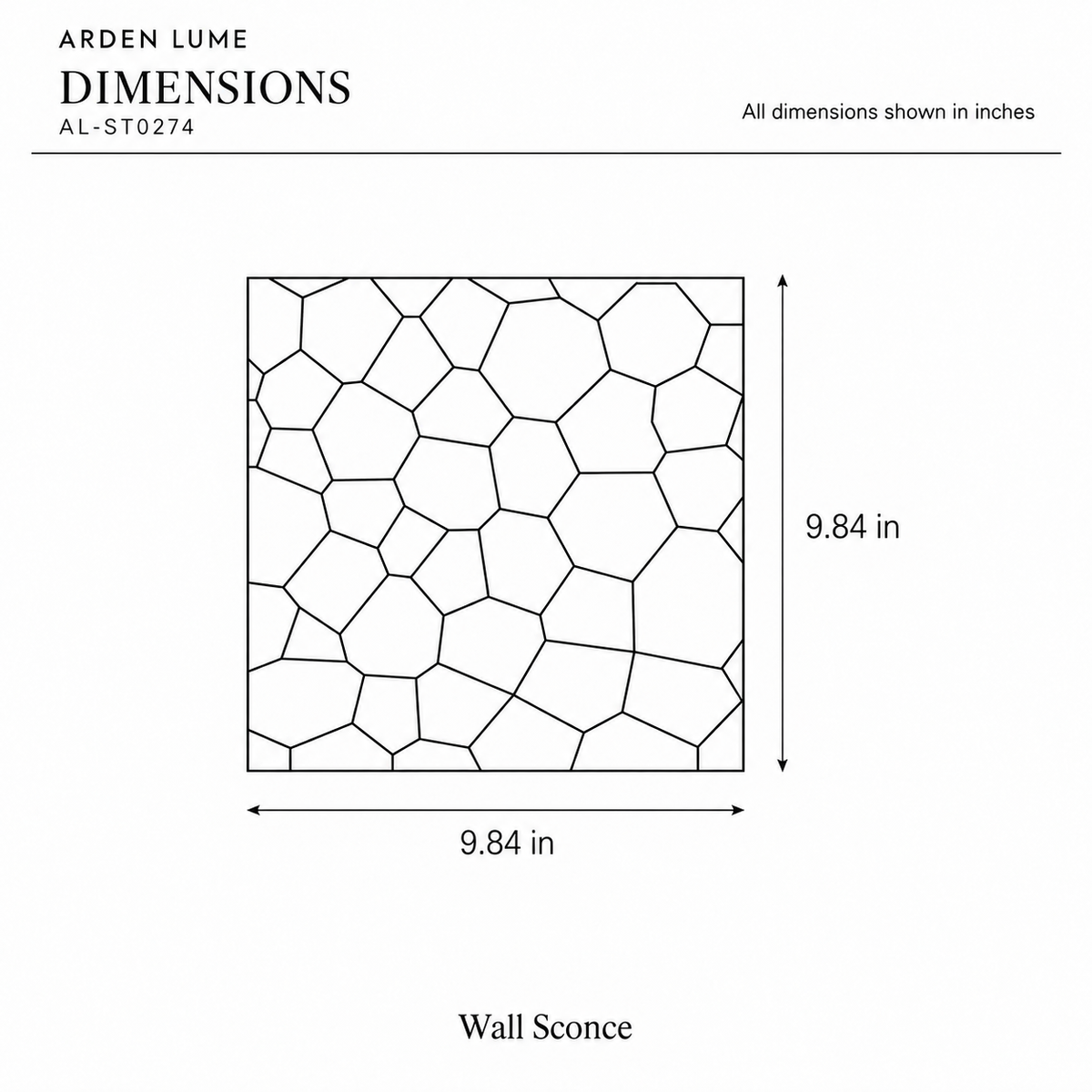 ARDEN LUME AL-ST0274 dimension diagram in inches