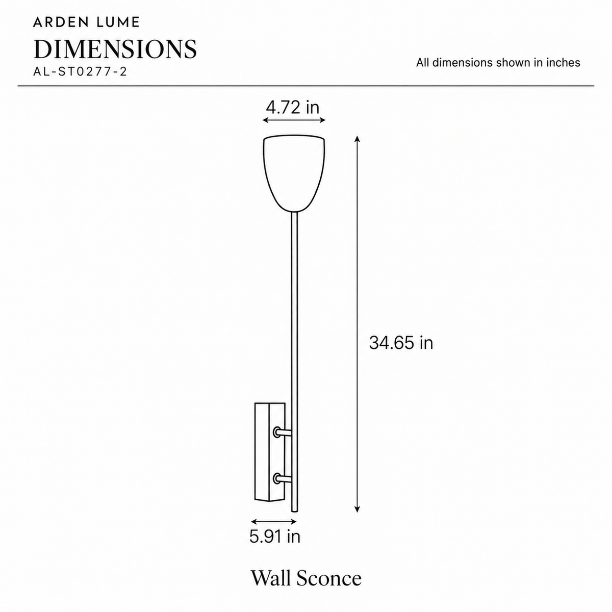 ARDEN LUME AL-ST0277-2 dimension diagram in inches