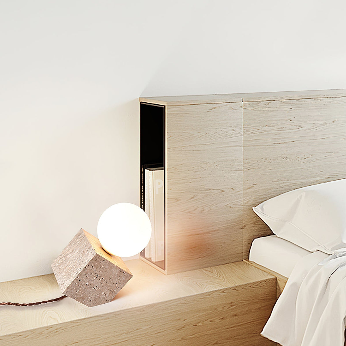 Minimalist Cube Stone Table Lamp — AL-ST0281 — product view 3