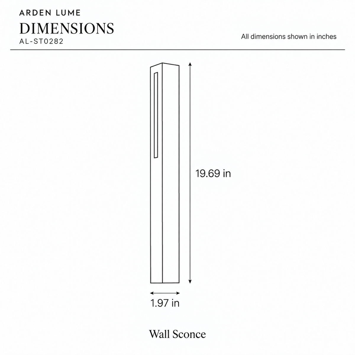 ARDEN LUME AL-ST0282 dimension diagram in inches