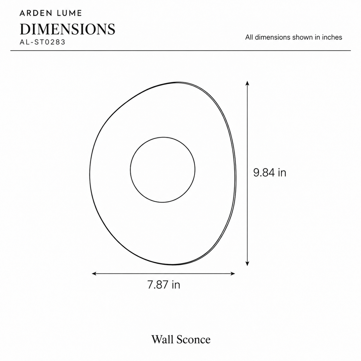 ARDEN LUME AL-ST0283 dimension diagram in inches