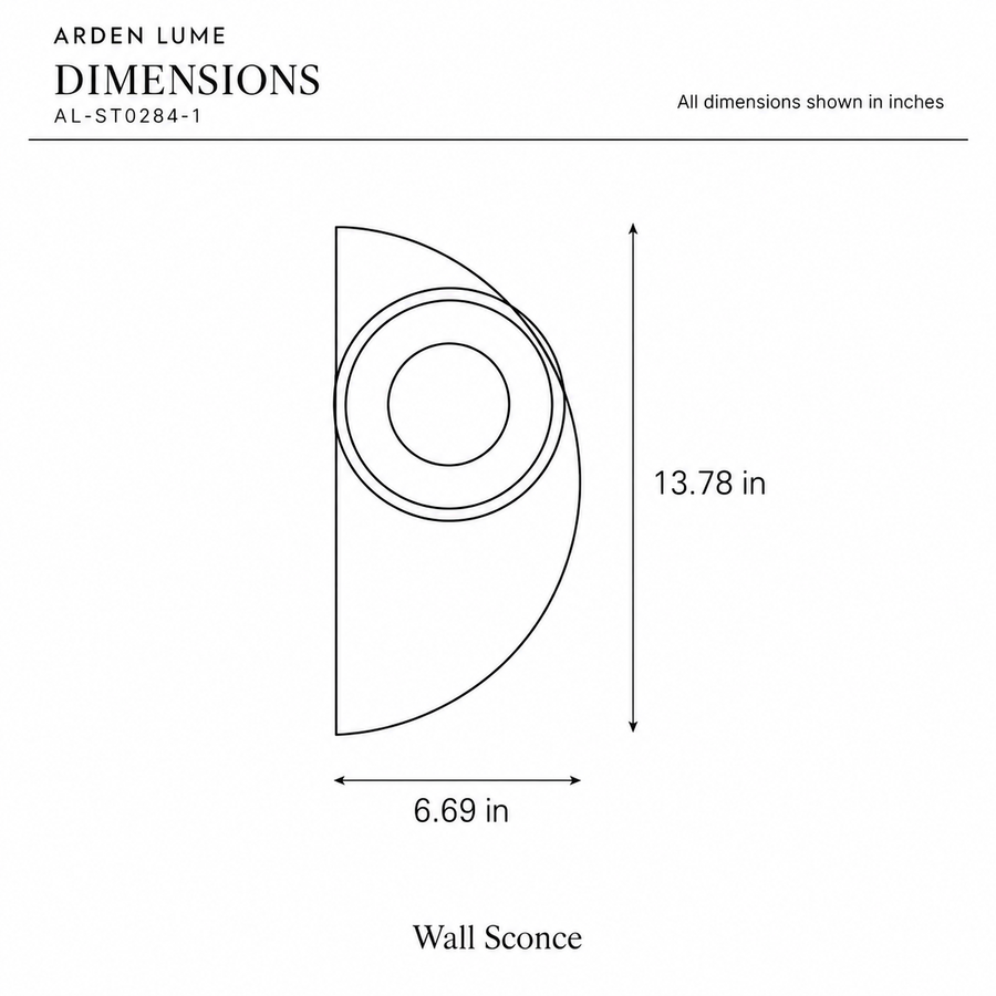 ARDEN LUME AL-ST0284-1 dimension diagram in inches