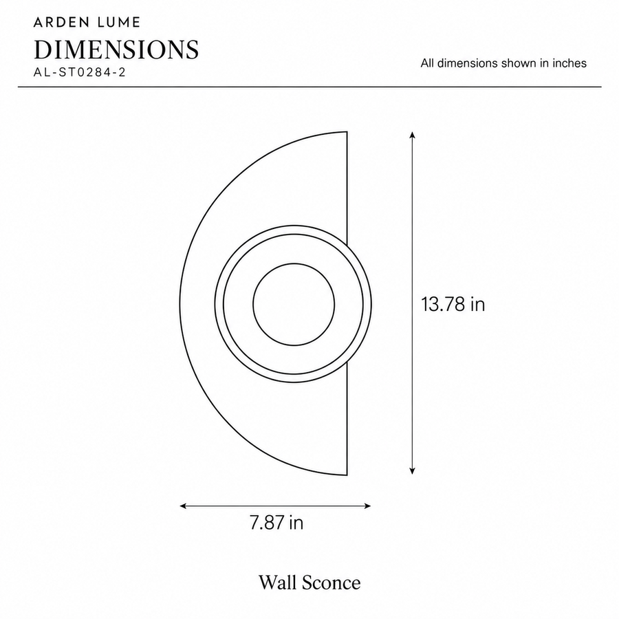 ARDEN LUME AL-ST0284-2 dimension diagram in inches