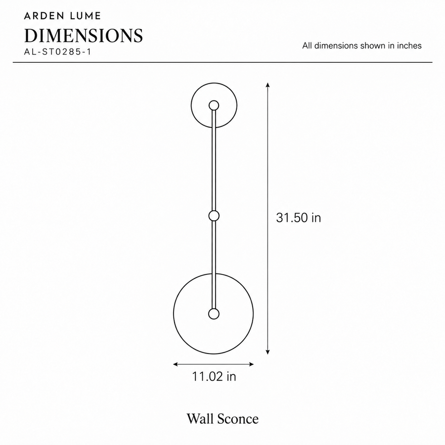 ARDEN LUME AL-ST0285-1 dimension diagram in inches
