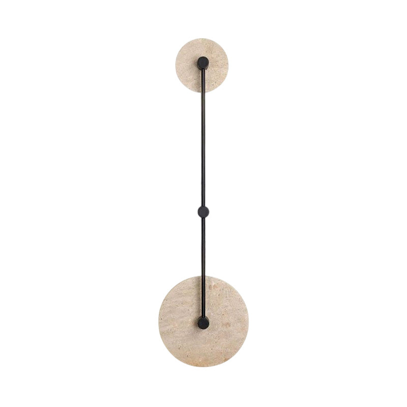 Twin Disc Travertine LED Wall Sconce — D 28cm x H 100cm / ∅ 11″ x H 39.4″; Beige