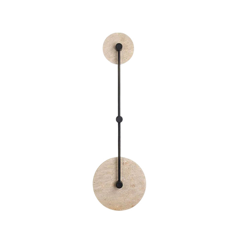 Twin Disc Travertine LED Wall Sconce — D 28cm x H 80cm / ∅ 11″ x H 31.5″; Beige