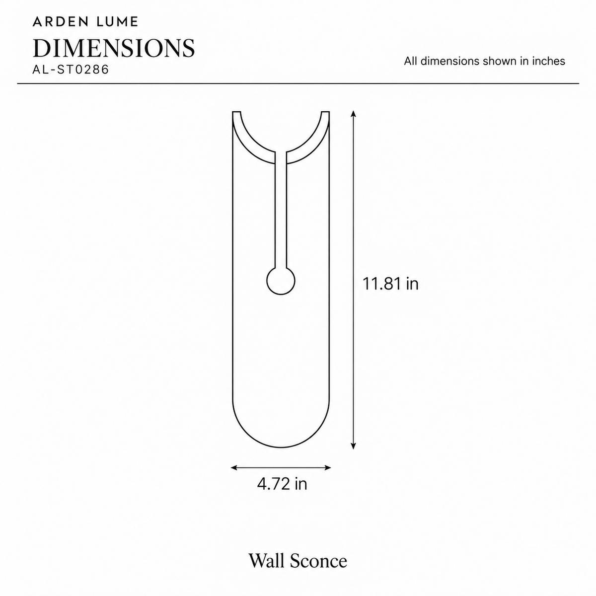 ARDEN LUME AL-ST0286 dimension diagram in inches
