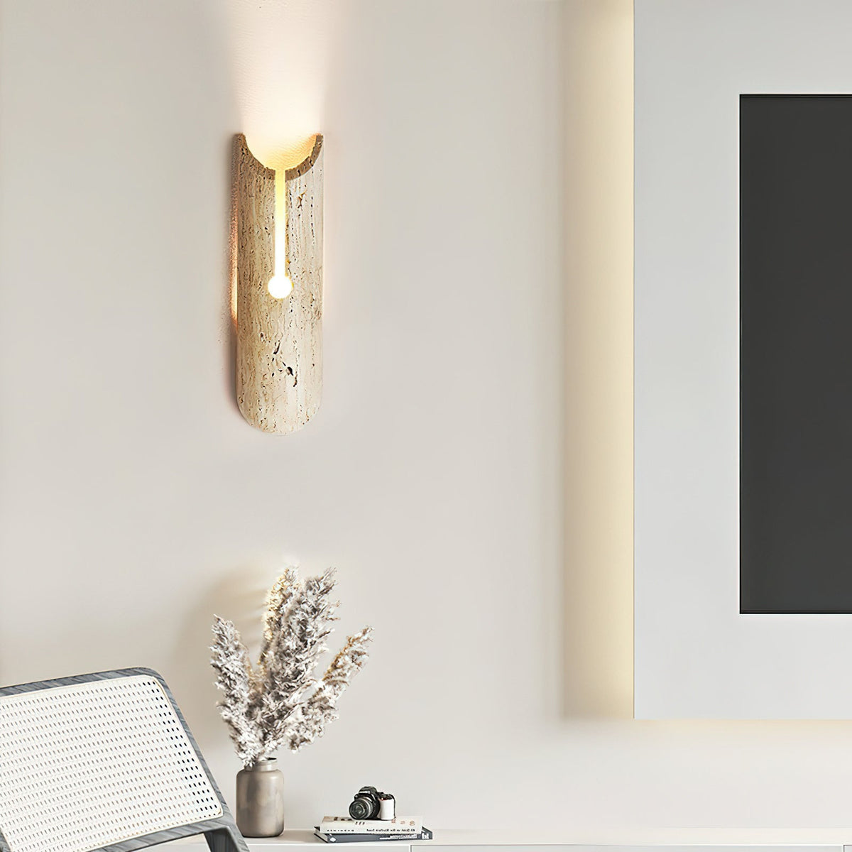 Pille Japandi Travertine Wall Sconce — AL-ST0286 — product view 2