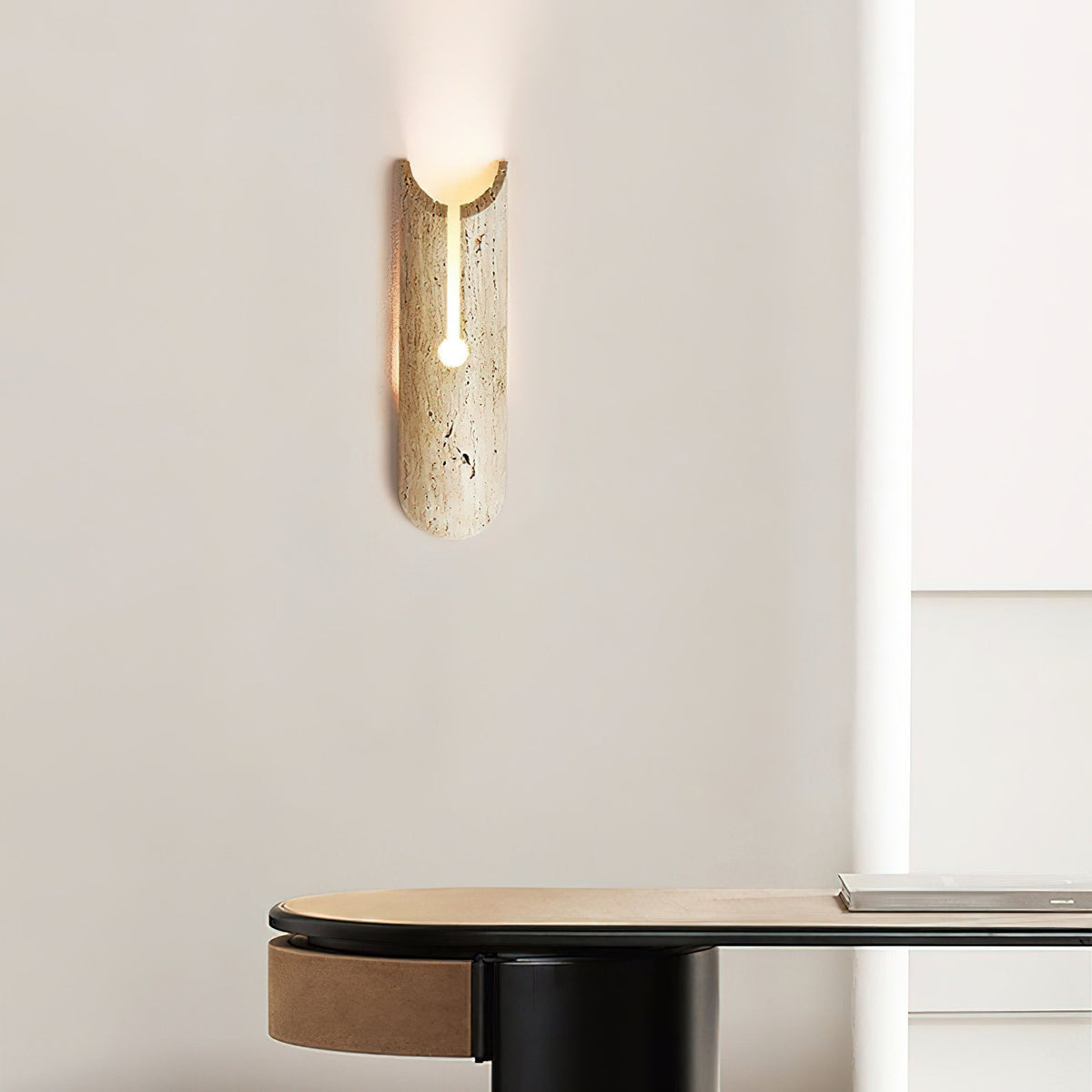 Pille Japandi Travertine Wall Sconce — AL-ST0286 — product view 3