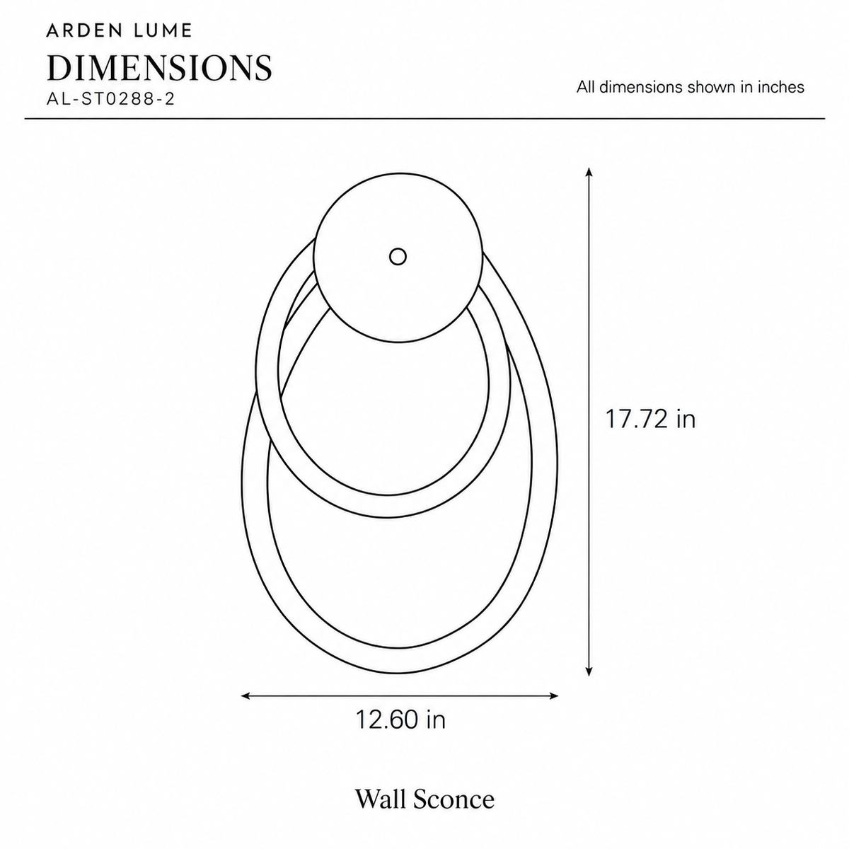 ARDEN LUME AL-ST0288-2 dimension diagram in inches