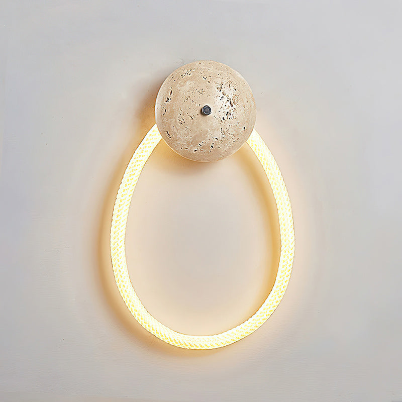 Rigel Travertine LED Wall Sconce — Model A: D 32cm x H 45cm / ∅ 12.6″ x H 17.7″; Beige & White