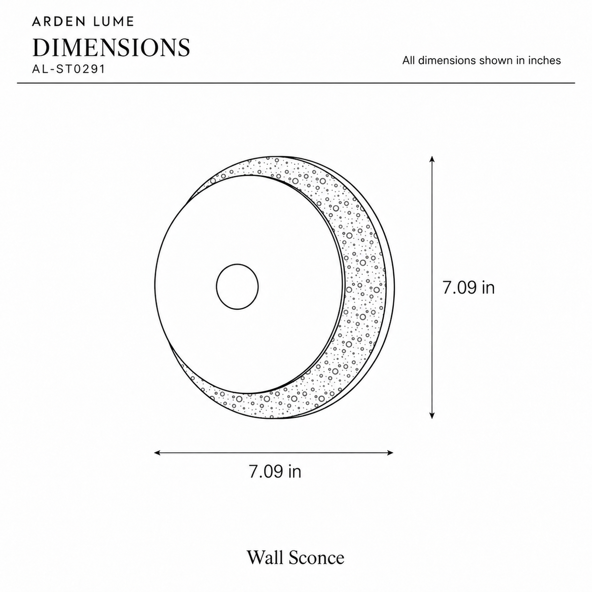 ARDEN LUME AL-ST0291 dimension diagram in inches
