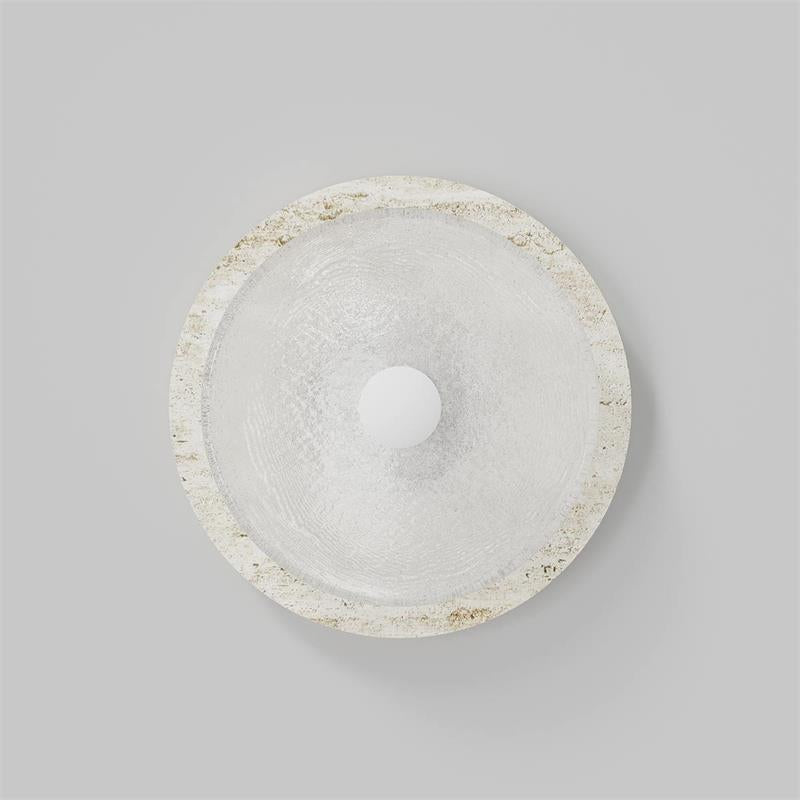 Coral Travertine LED Wall Sconce — D 18cm x H 18cm / D 7.1″ x H 7.1″; White & White