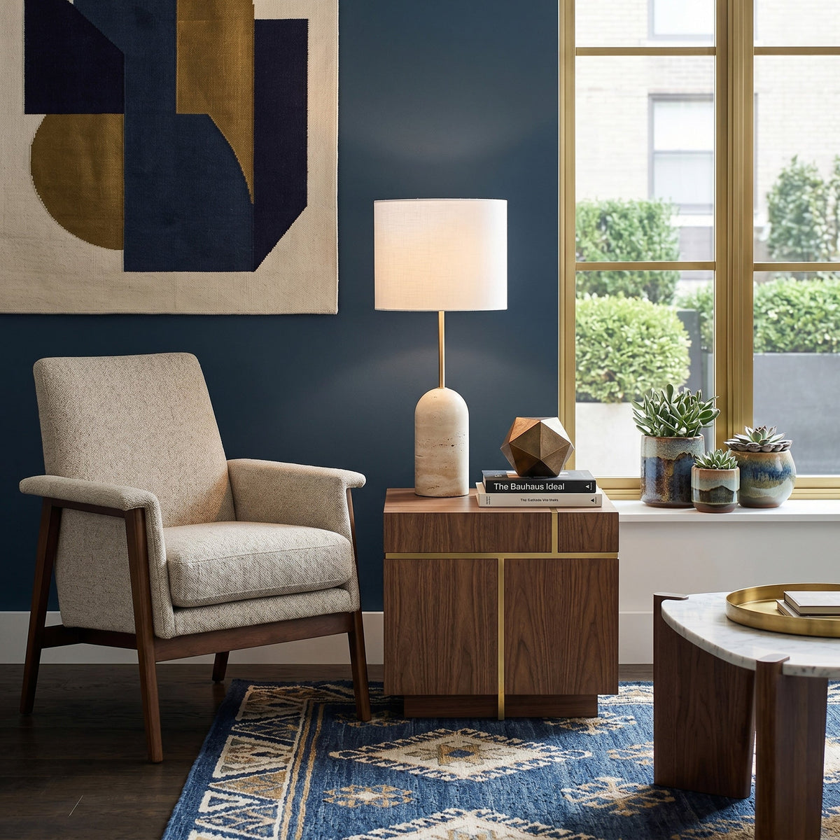 Holt Minimalist Travertine Table Lamp — AL-ST0293 — product view 1