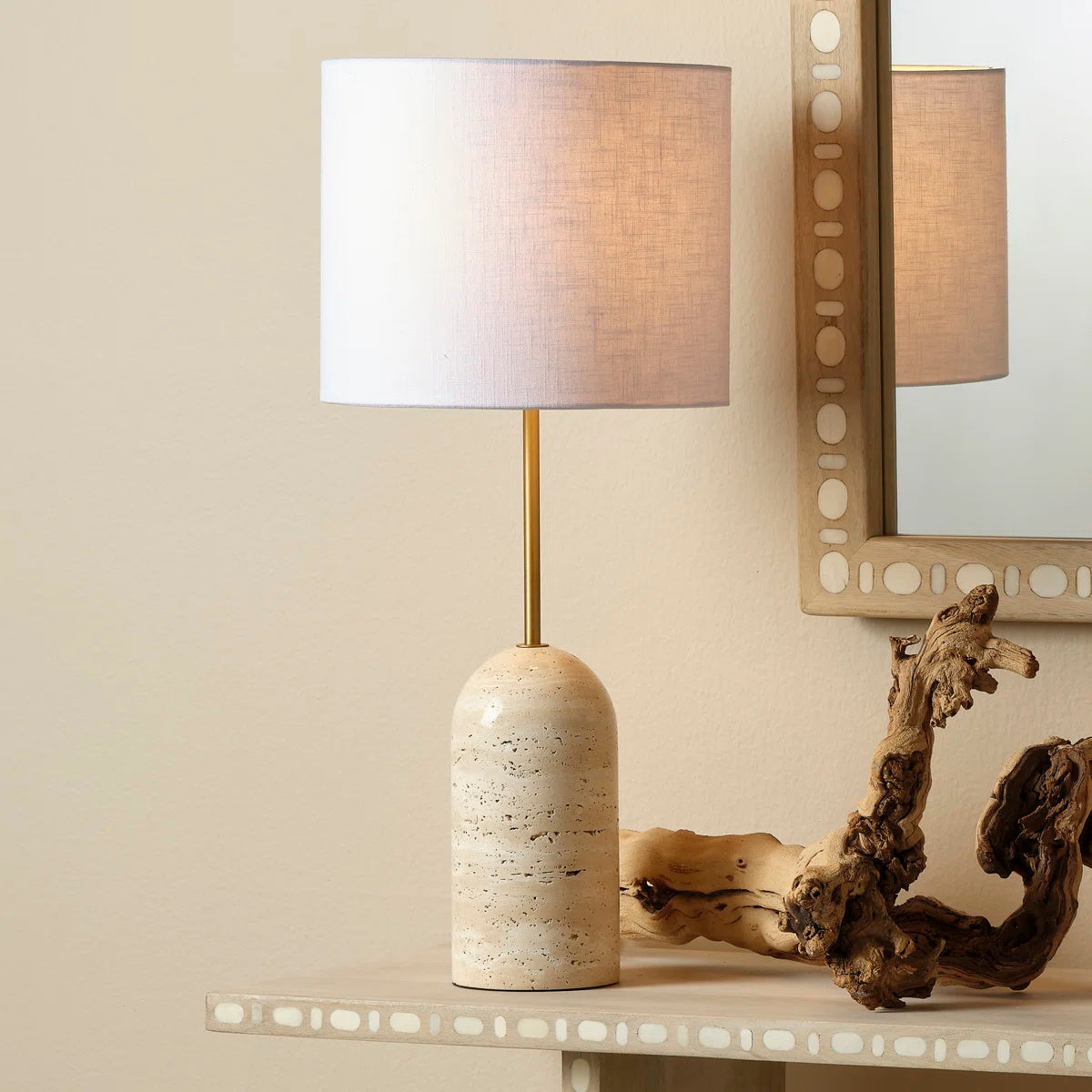 Holt Minimalist Travertine Table Lamp — AL-ST0293 — product view 2