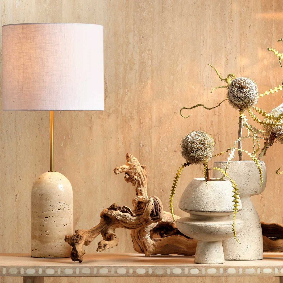 Holt Minimalist Travertine Table Lamp — AL-ST0293 — product view 3