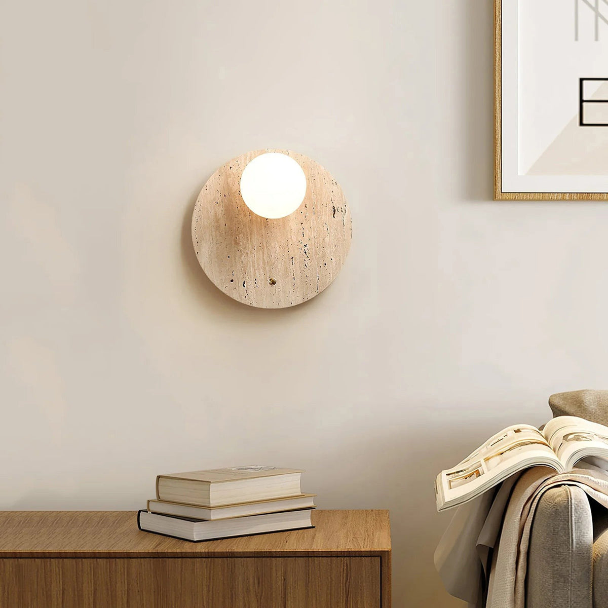 Wabi Japandi Travertine Wall Sconce — AL-ST0295 — product view 1