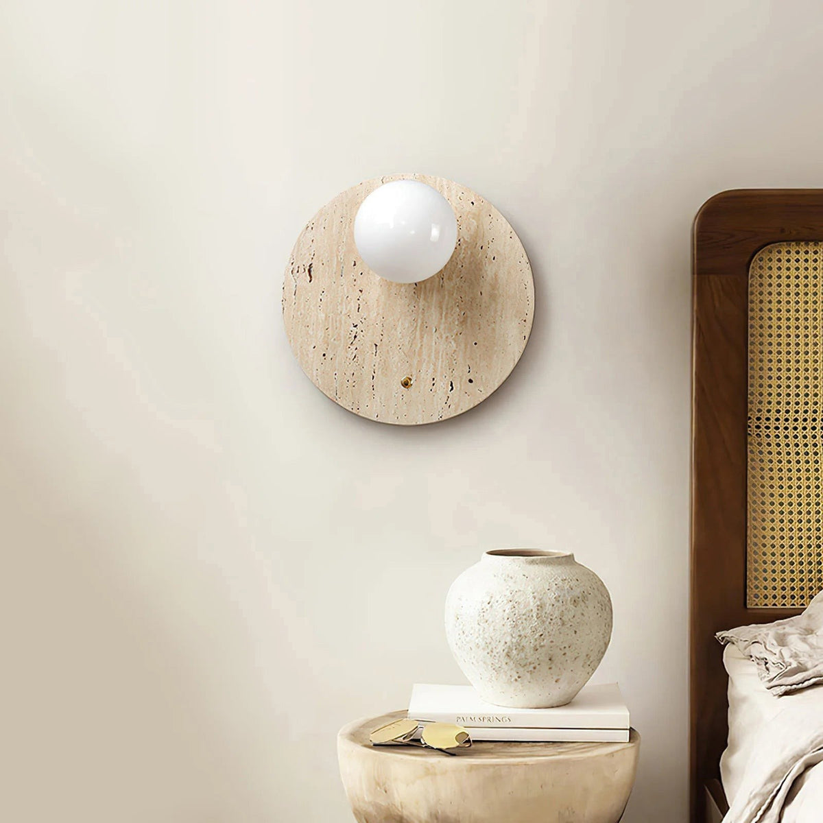 Wabi Japandi Travertine Wall Sconce — AL-ST0295 — product view 2