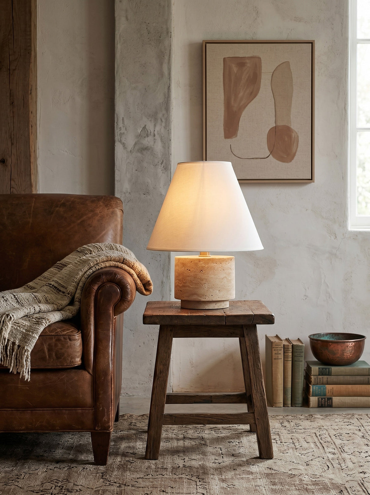Bronte Travertine Table Lamp — AL-ST0297 — product view 1