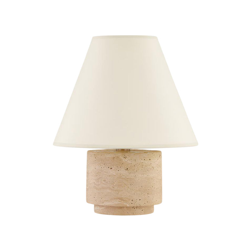 Bronte Travertine Table Lamp — D 30.5cm x H 37cm / ∅ 12″ x H 14.6″; Beige & White