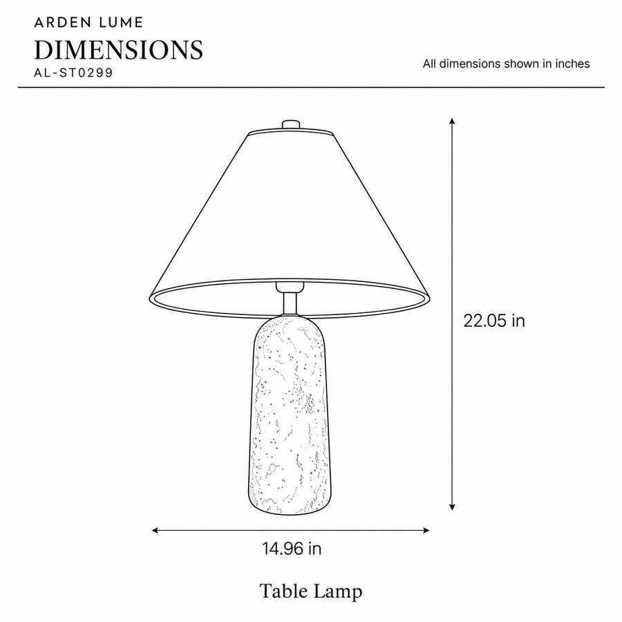 ARDEN LUME AL-ST0299 dimension diagram in inches