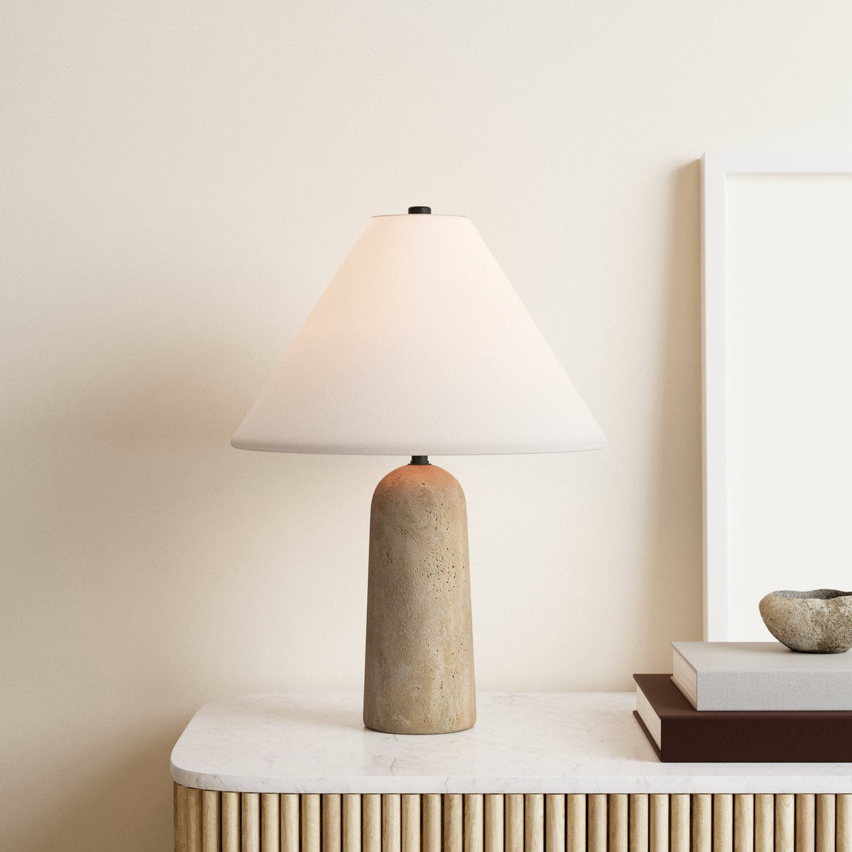 Astere Japandi Travertine Table Lamp — AL-ST0299 — product view 1
