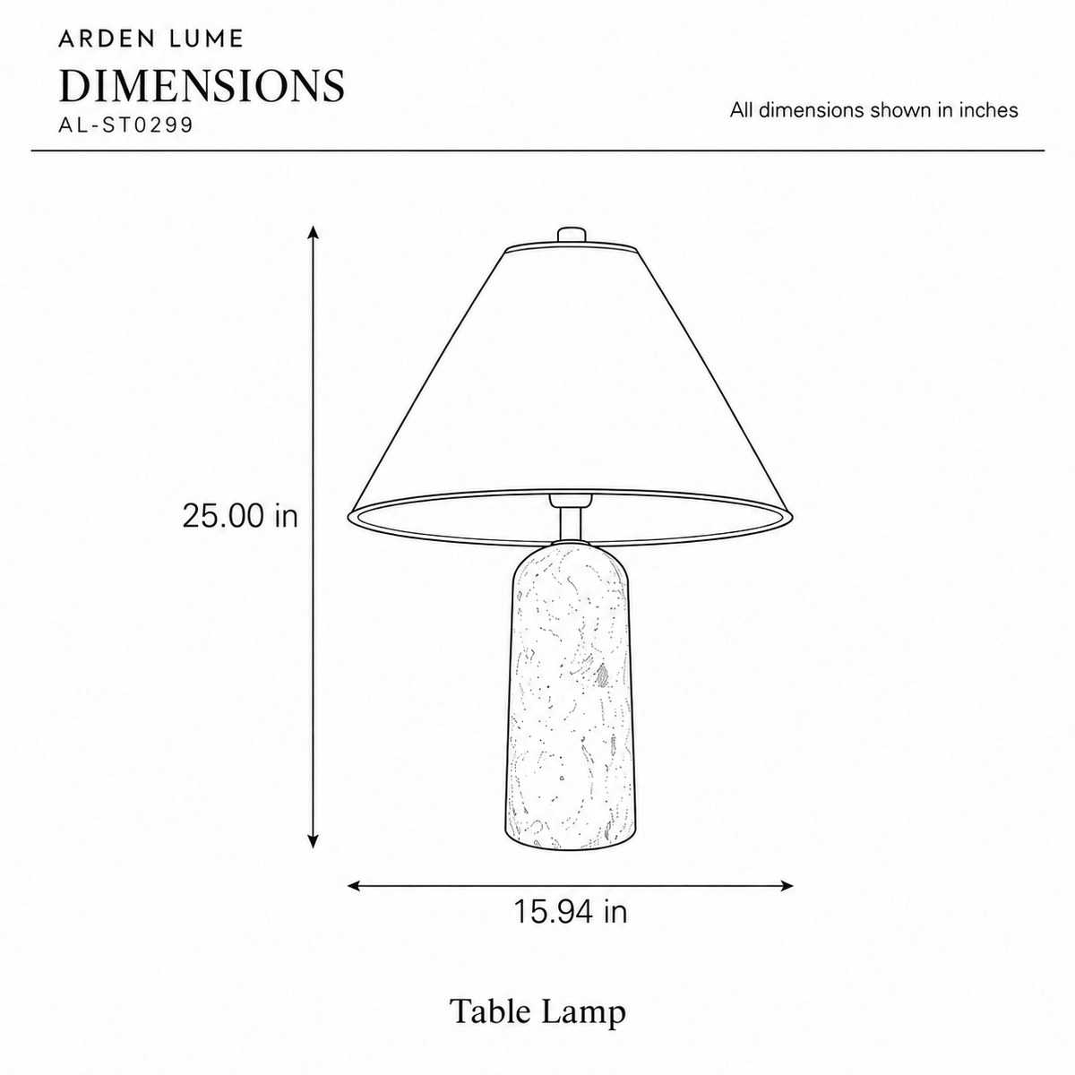 ARDEN LUME AL-ST0299-pdf3 dimension diagram in inches