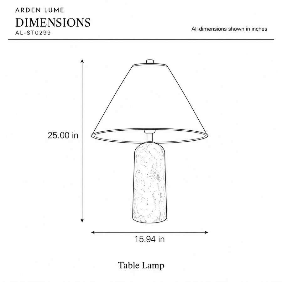 ARDEN LUME AL-ST0299-pdf3 dimension diagram in inches