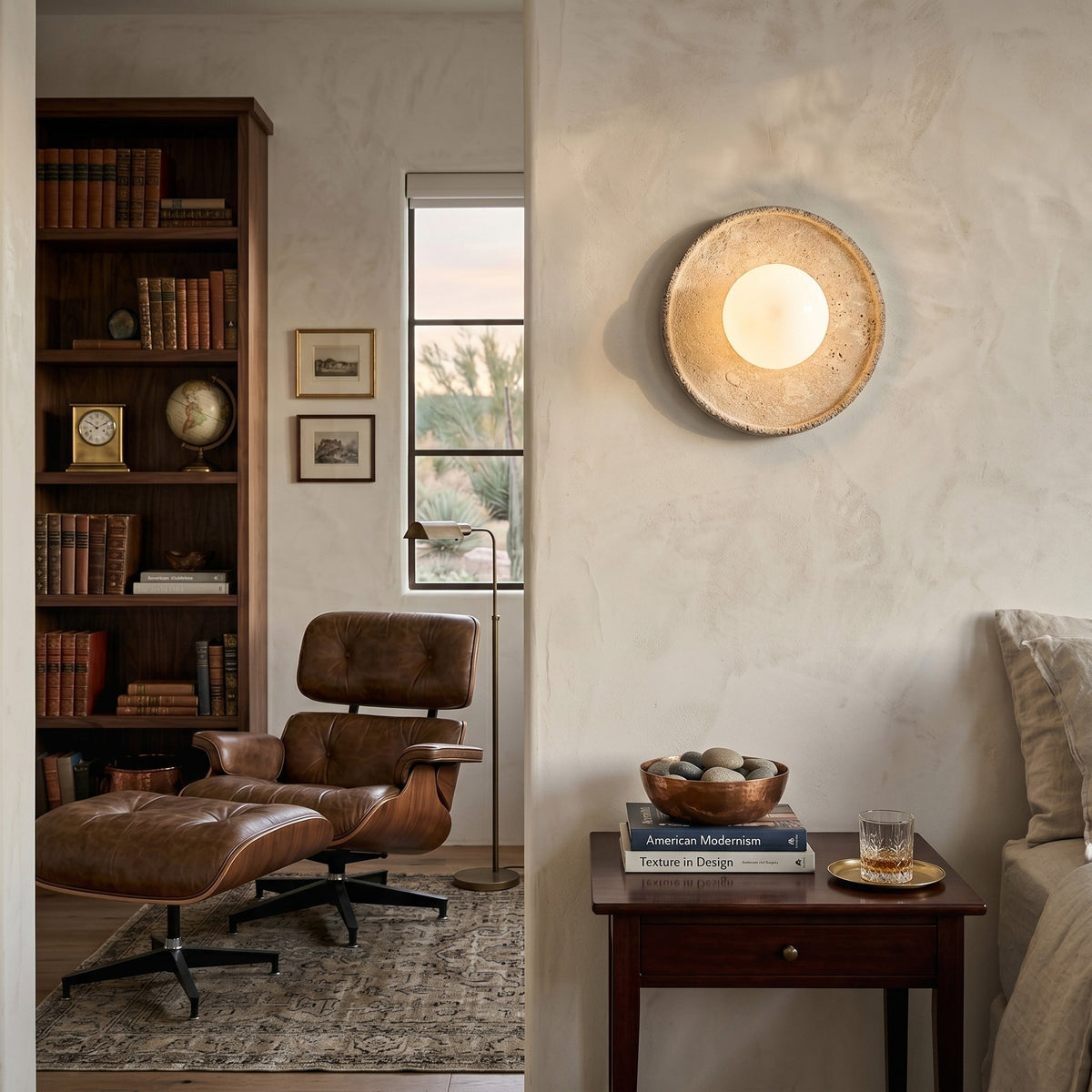 Riley Japandi Travertine Wall Sconce — AL-ST0301 — product view 1