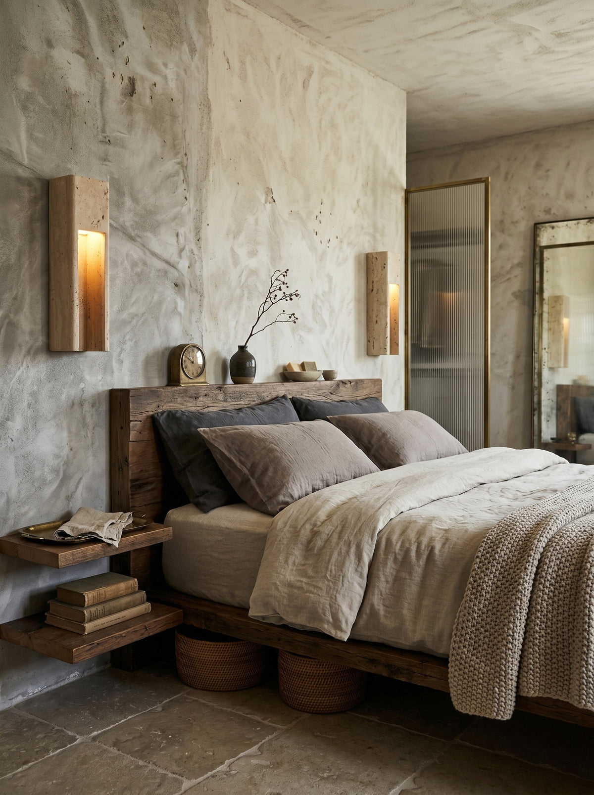 Graziano Japandi Travertine Wall Sconce — AL-ST0303 — product view 1