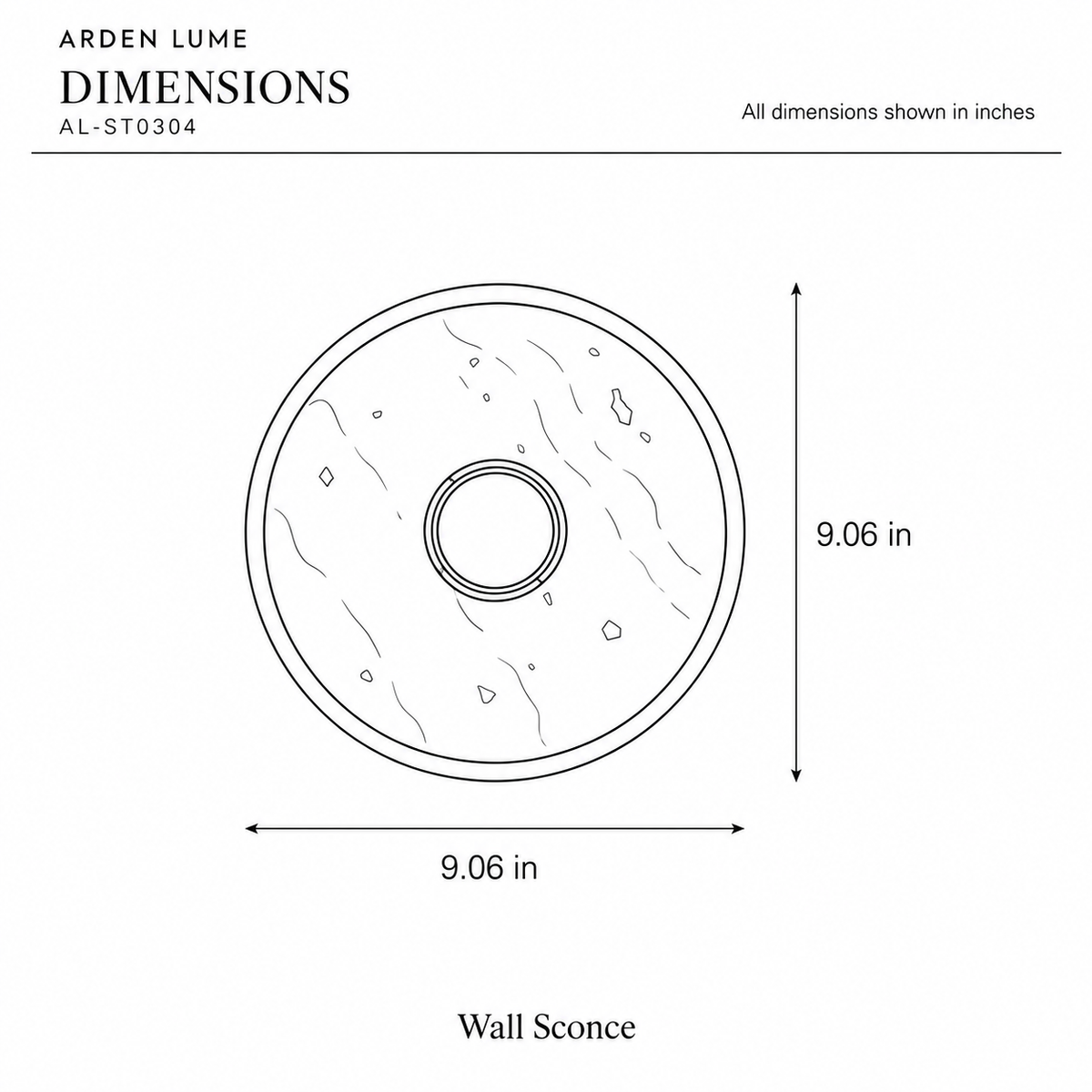 ARDEN LUME AL-ST0304 dimension diagram in inches