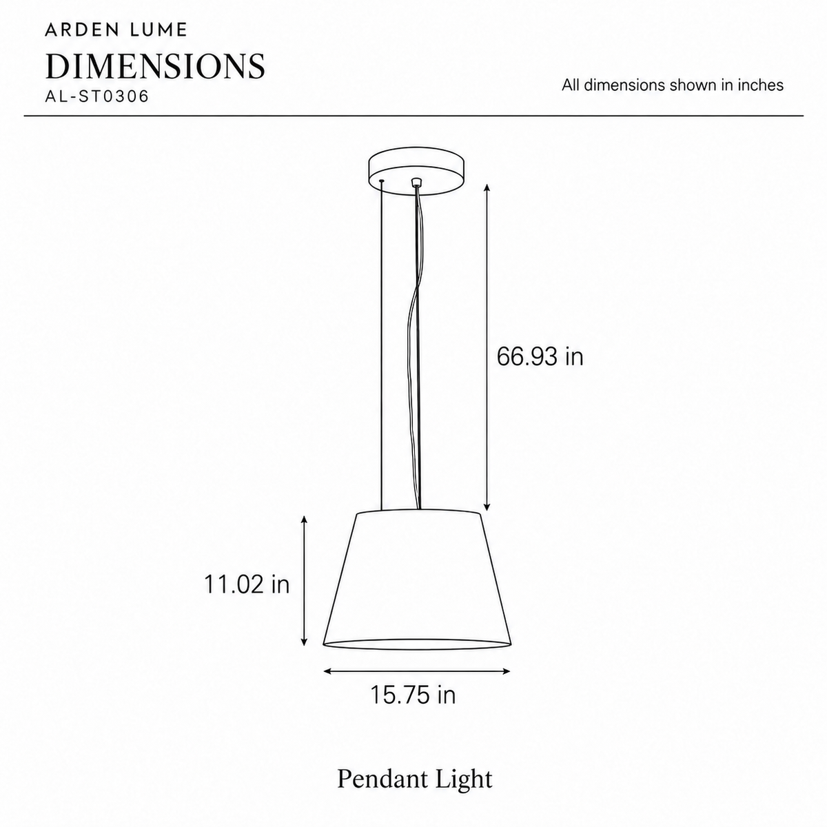 ARDEN LUME AL-ST0306-pdf3 dimension diagram in inches