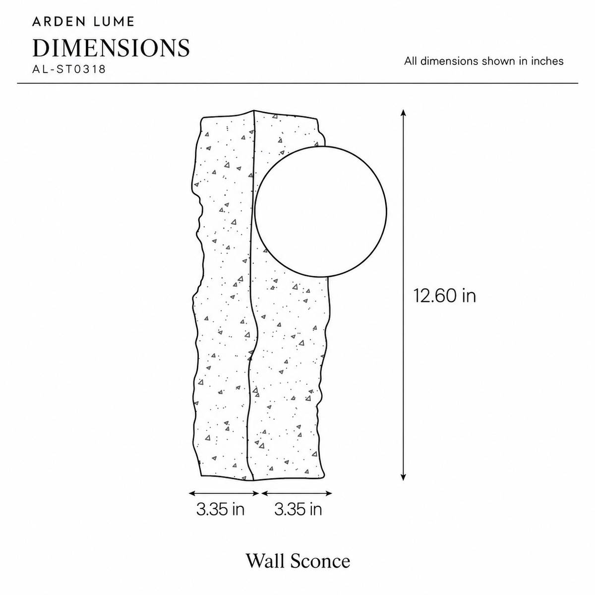 ARDEN LUME AL-ST0318 dimension diagram in inches