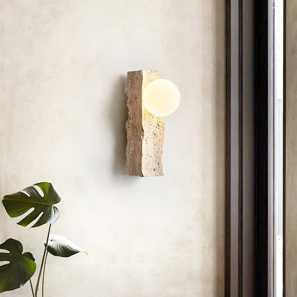 Aureum Travertine Globe Wall Sconce — AL-ST0318 — product view 1