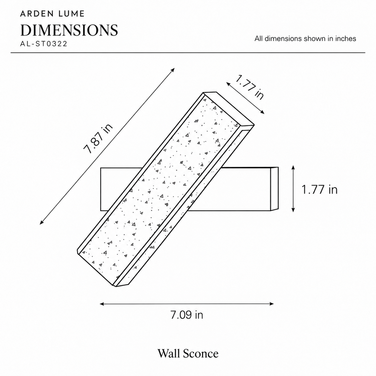 ARDEN LUME AL-ST0322 dimension diagram in inches