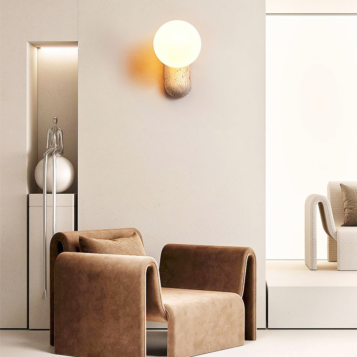 Origo Travertine Wall Sconce — AL-ST0323 — product view 2