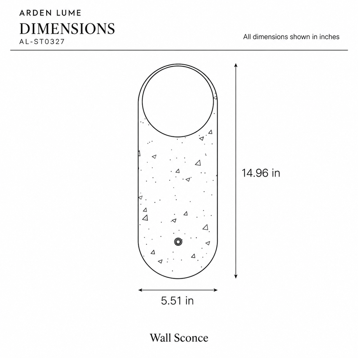 ARDEN LUME AL-ST0327 dimension diagram in inches
